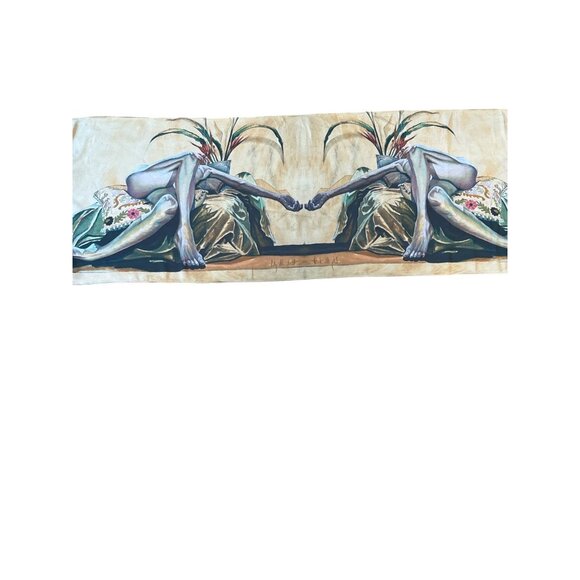 Carly Marchment Artistic Scarf With Abstract Human Figure & Floral Design - Picture 2 of 5